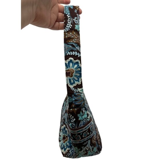Vera Bradley Retired Java Blue Small Quilted HandBag Purse Brown Floral Paisley - Picture 2 of 9
